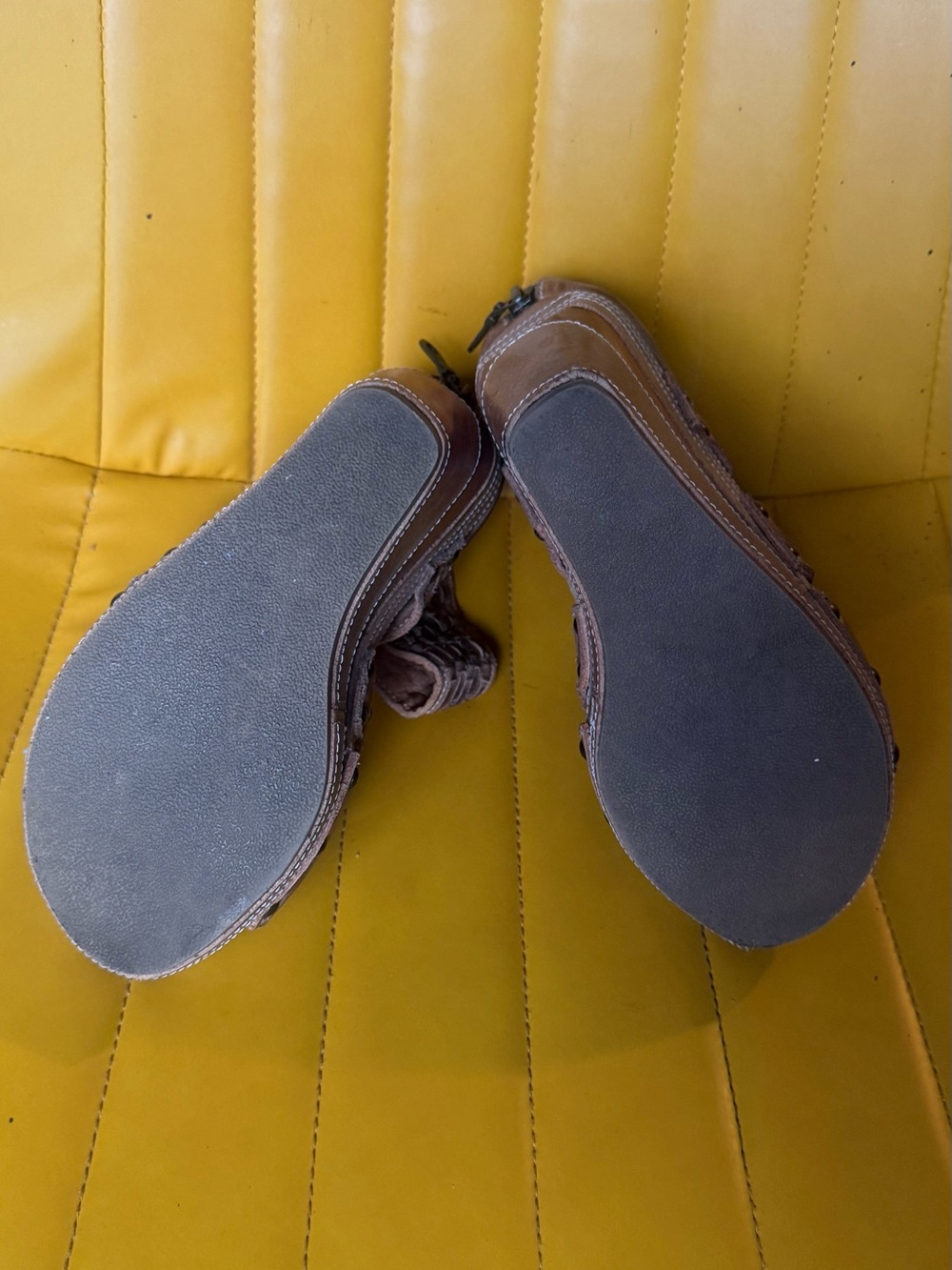 BED STU - Beige Brown Leather Platform Sandals - Picture 5 of 7